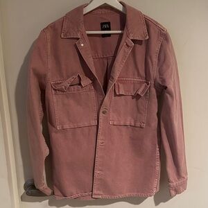 Zara Men's Dusty Pink Shirt Jacket
